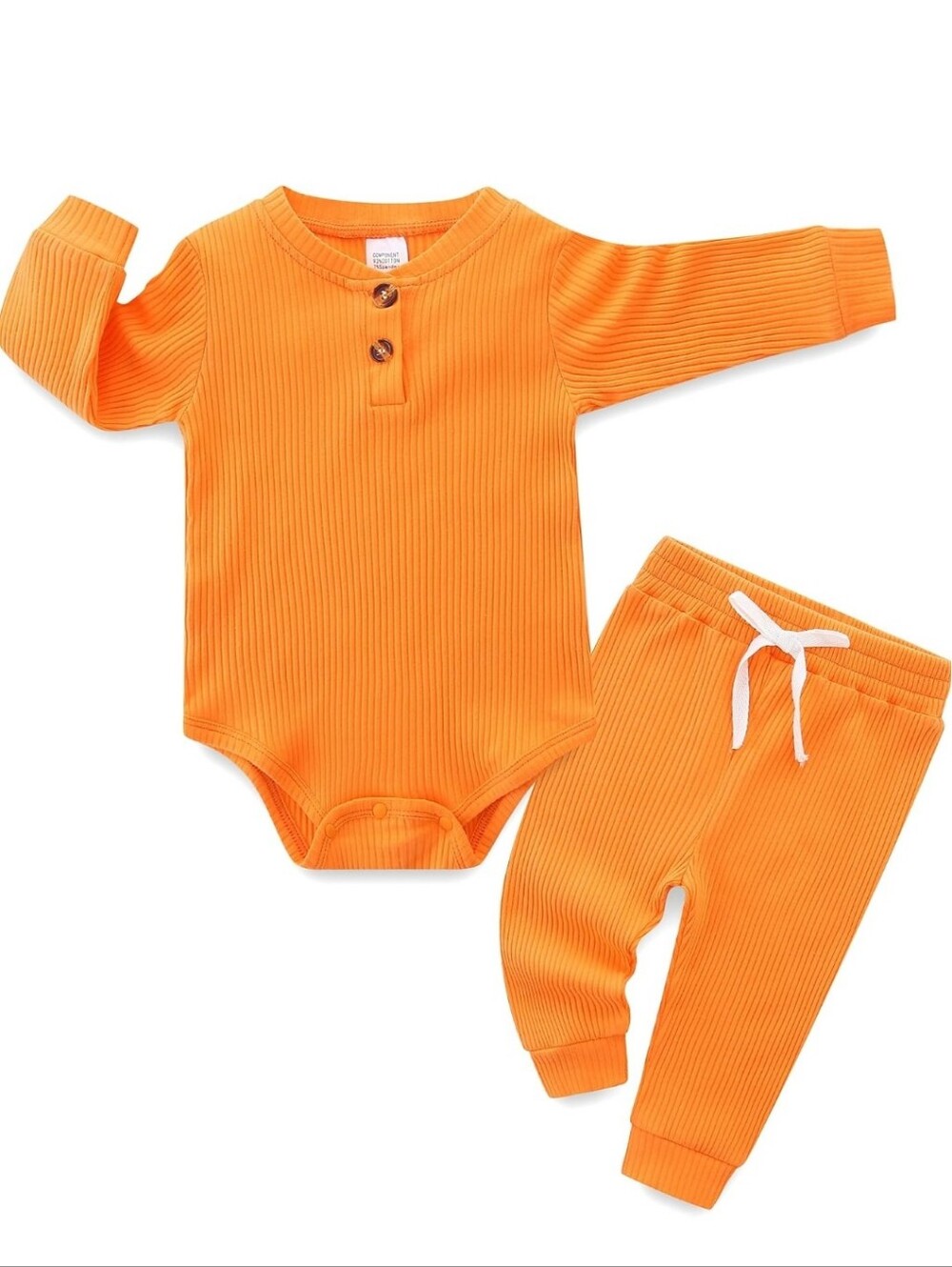Baby Boy Girl 2pc Onesie Set Infant Cotton Long Sleeve & Pant Orange Size 3-6M